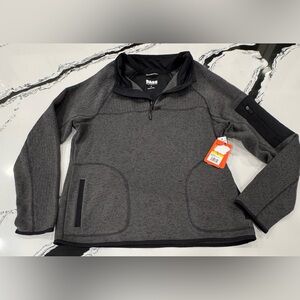 Bass Outdoor Women’s Mixed Media Quarter Zip Sweater Fleece Pullover Gray M NWT